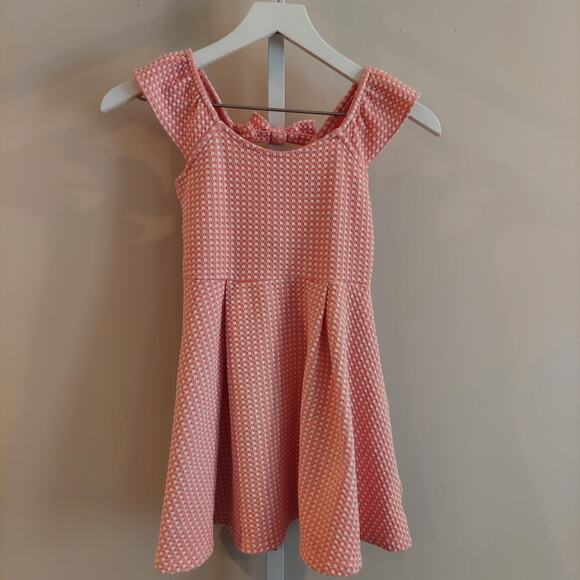 Janie Jack Dress Size 8 Pink Ruffle Sleeve Bow in Back Valentines Checked - Picture 1 of 7